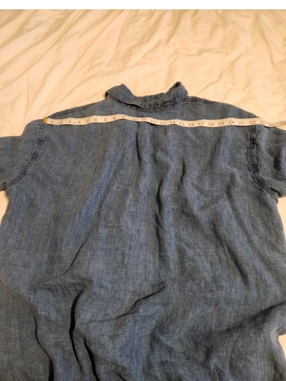 CP Shades Wash Denim Blue Button-Up Linen Shirt B:52" - Picture 12 of 13